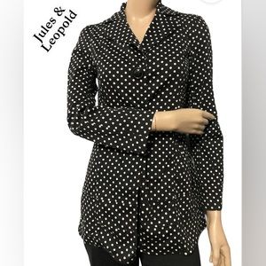 ⭐️Jules & Leopold Polka Dots Blouse Buttoned Down Blazer Blous Sz S⭐️